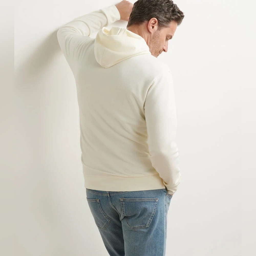 PETER MILLAR GOLF WOOL HOODIE SWEATER -M- IVORY WHITE -CROWN CRAFTED -STRETCH - Picture 3 of 15